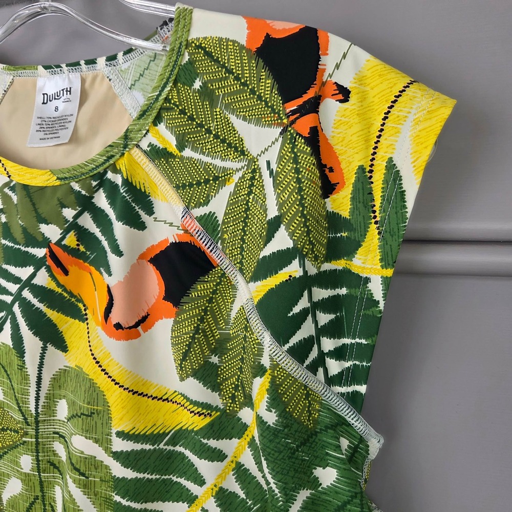 Duluth Trading Co Women Size 8 Suit Up Swim Top Tankini Toucan Tropical Print - Picture 3 of 13